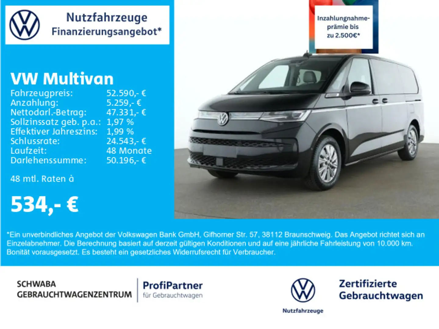 Volkswagen T7 Multivan T7 Multivan Style LR/LÜ 1.4 TSI eHybrid *8-fach* Czarny - 1