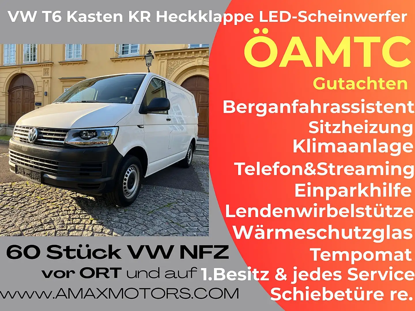 Volkswagen T6 Transporter T6 Kastenwagen KR, Flügeltüren, Klima LED-Schei... Blanc - 1