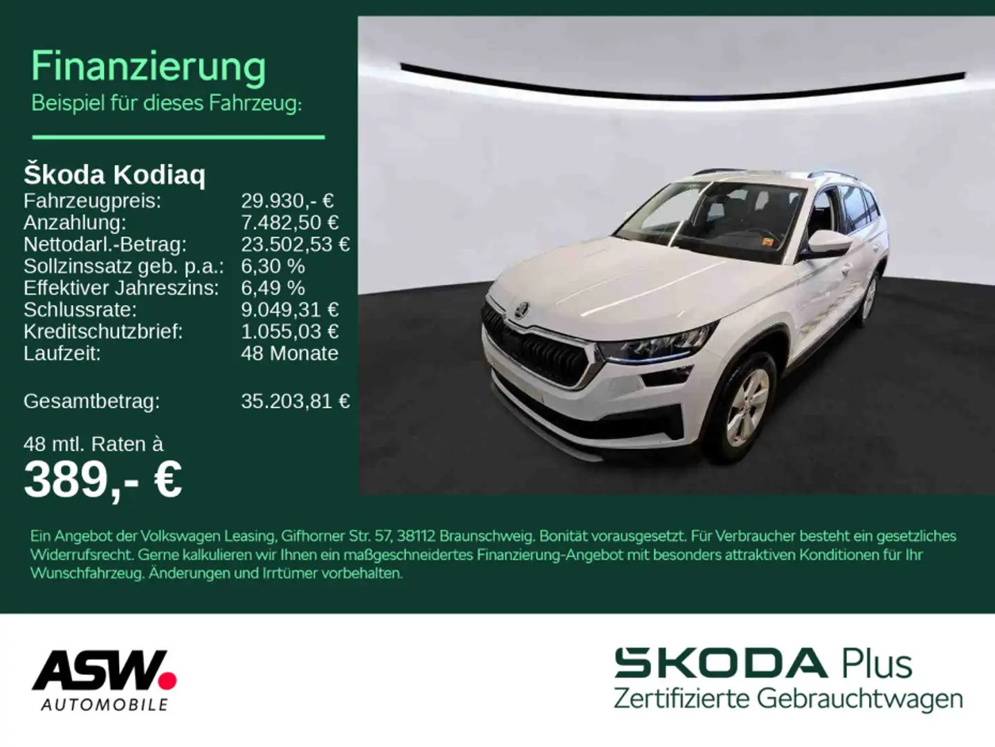 Skoda Kodiaq Ambition 2.0 TDI DSG LED Navi PDC SHZ AHK Weiß - 1