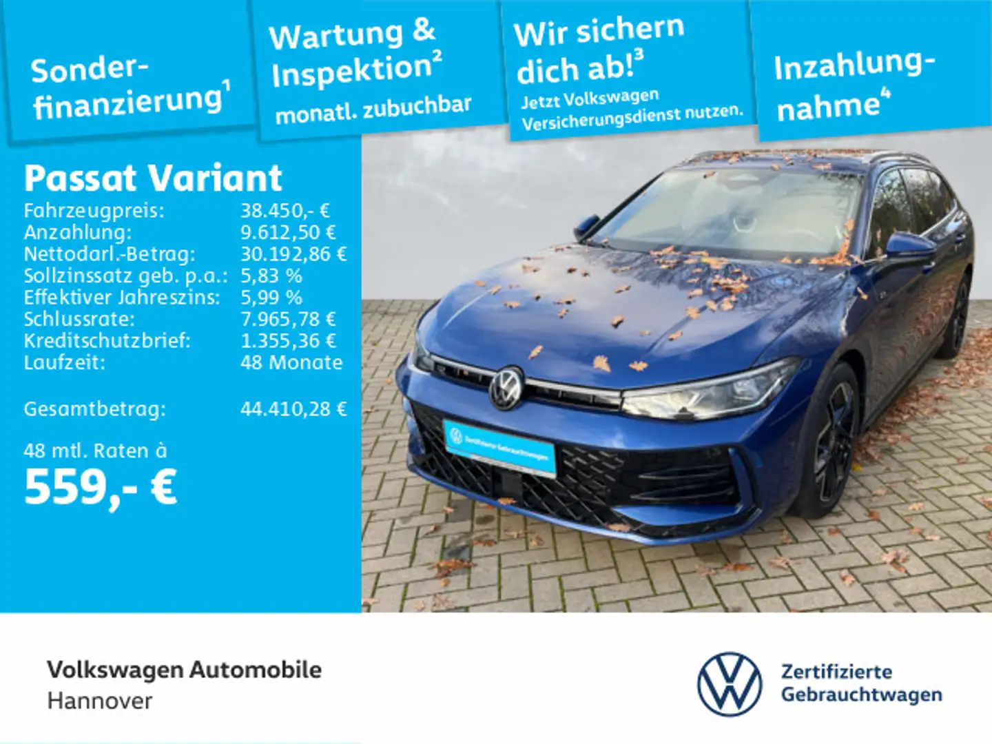 Volkswagen Passat Variant 2.0 TDI DSG R-Line Navi AHK Pano Blau - 1