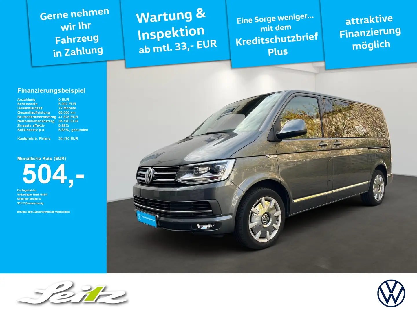 Volkswagen T6 Multivan 2.0 TDI DSG 4-Motion Generation SIX LED. Navi. Rüc Gris - 1