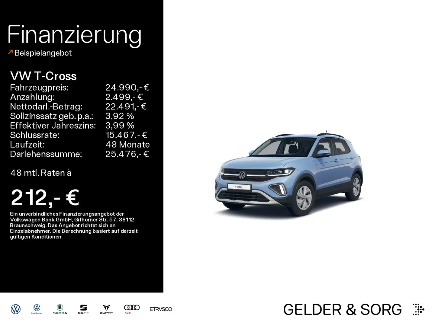 Volkswagen T-Cross Life 1.0 TSI RFK*Matrix*Navi*ACC*Digital Blau - 1