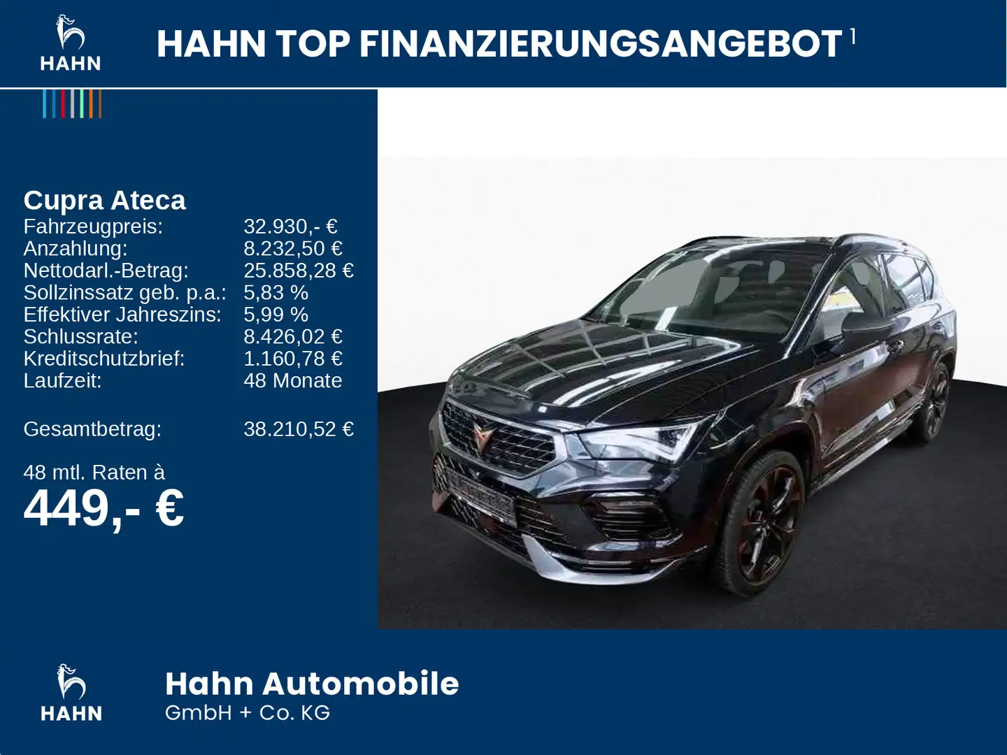 CUPRA Ateca VZ DSG 4DRIVE 2,0TSI NAV LED PANO ACC 360° Schwarz - 2