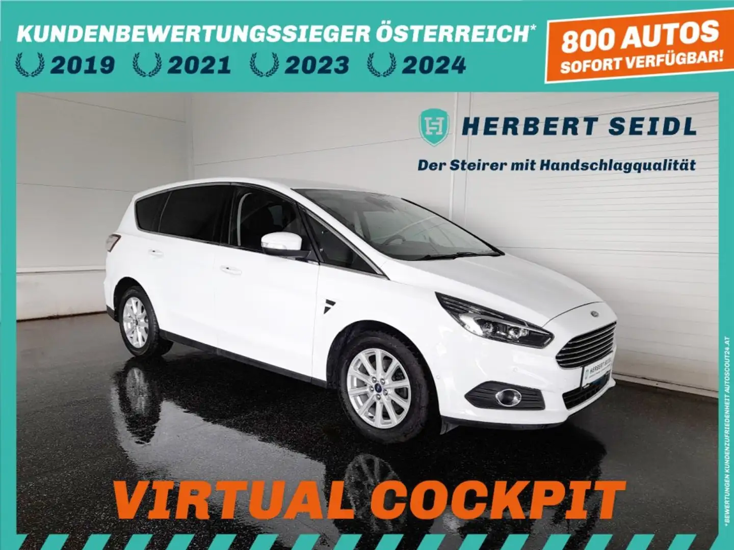 Ford S-Max TITANIUM 2.0 TDCi Aut *LED ADAPTIV / NAVI / ACC / VERKEHRZEICHEN & SPURHALTEASSIST / E-KLAPPE* Weiß - 1