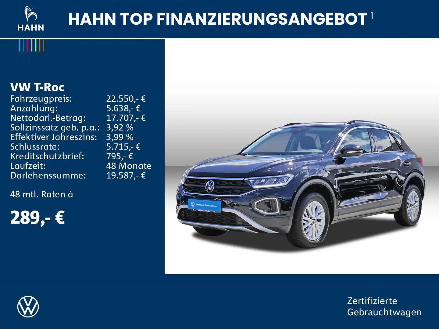 Volkswagen T-Roc 1.0TSI Life Navi App-Connect LED Einparkh Noir - 2