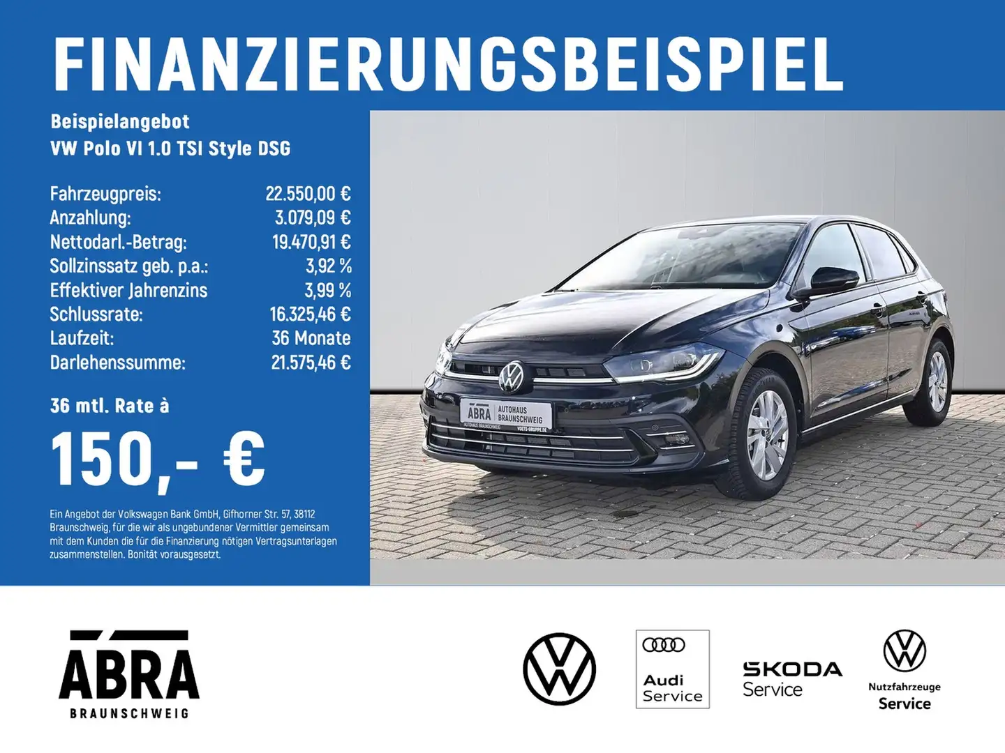 Volkswagen Polo VI 1.0 TSI Style DSG LED+NAV+ACC+LANE+PDC Schwarz - 2