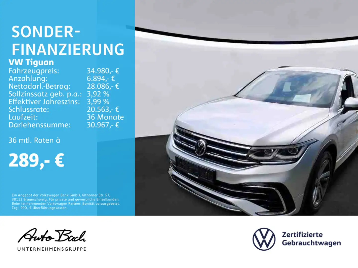 Volkswagen Tiguan 2.0 TDI "R-Line" 4M DSG Navi LED Digital Silber - 1