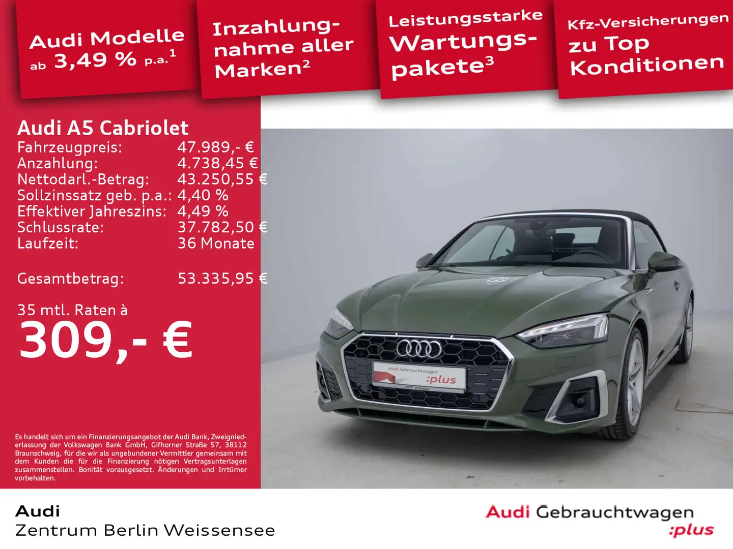 Audi A5 40 TDI*S-LINE*AHK*MATRIX*ACC*NAV*SH Grün - 1