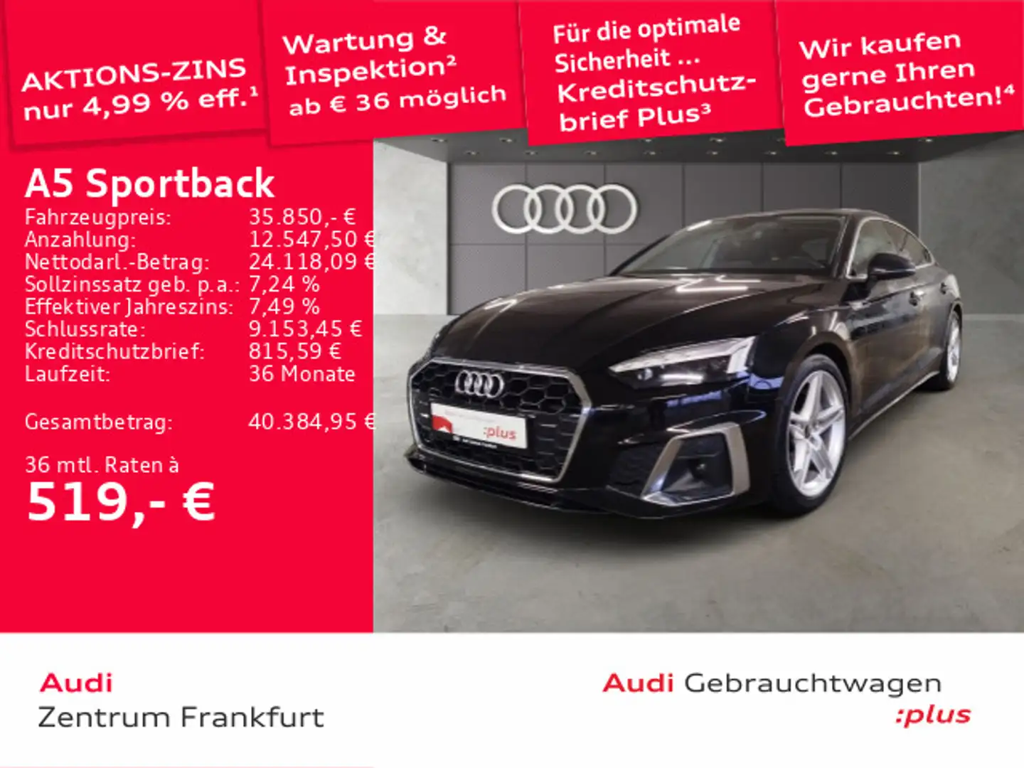 Audi A5 40 TFSI S tronic S line MatrixLED D Schwarz - 1