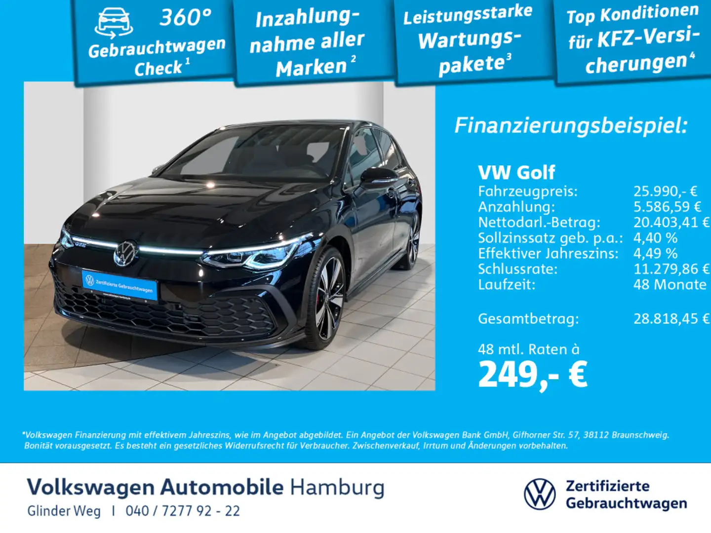 Volkswagen Golf GTE VIII 1.4 eHybrid GTE DSG Navi Rear View Zwart - 1