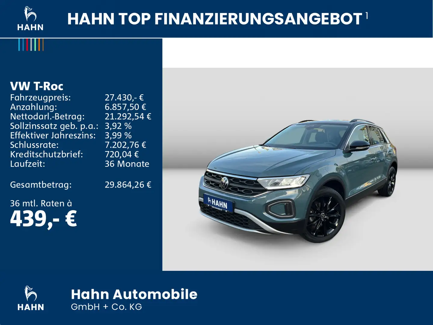 Volkswagen T-Roc 1.5TSI DSG Life LED Navi AHK ACC CAM Sitzh Blau - 2