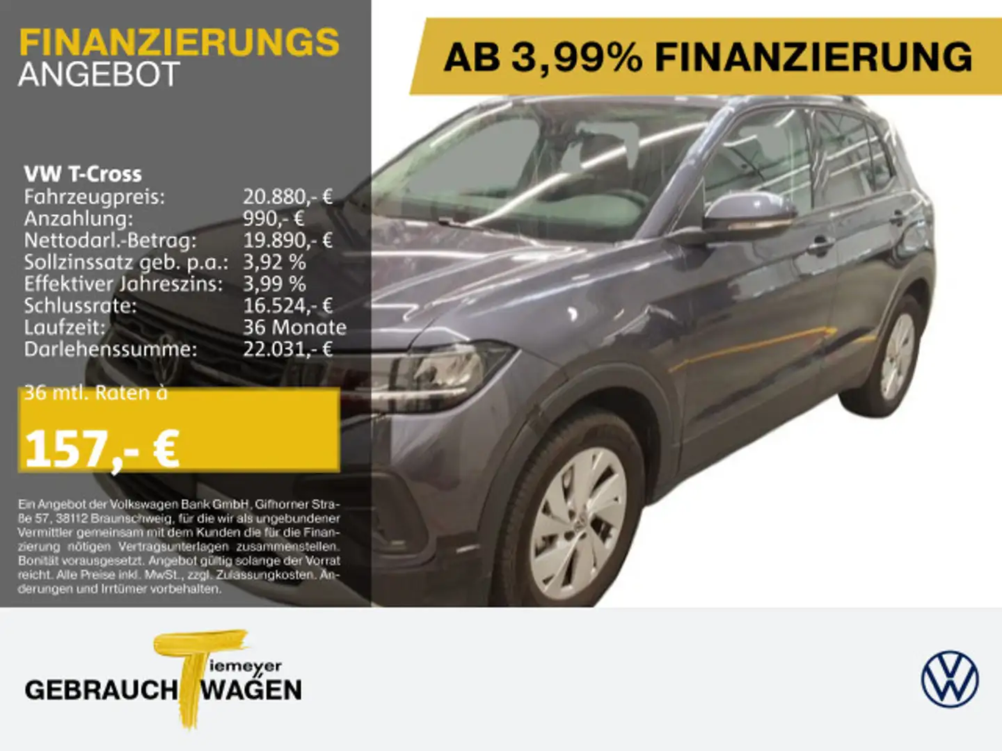 Volkswagen T-Cross 1.0 TSI LIFE NAVI LED SITZHZ VIRTUAL Grau - 1