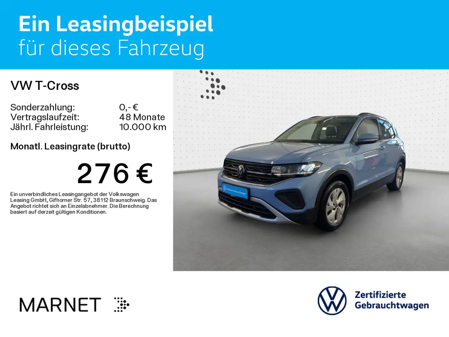 Volkswagen T-Cross 1.0 TSI DSG Life* Navi*AHK*Kamera*IQ-Dri Blau - 2