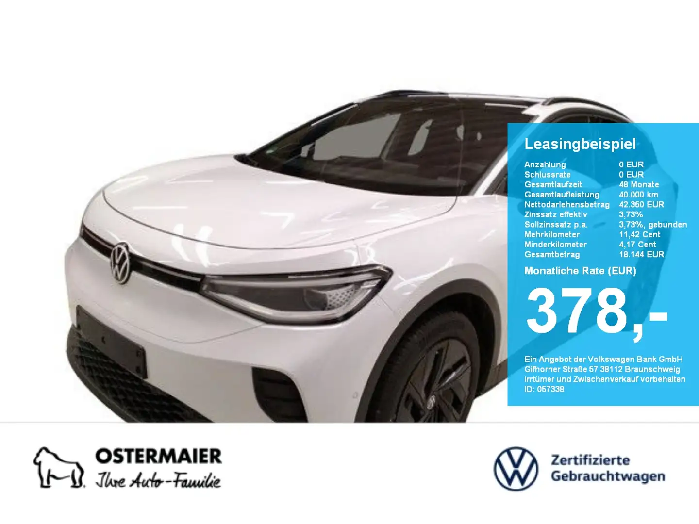 Volkswagen ID.4 PRO 286PS NP68t. 21 .AREA-VIEW.HEAD-UP.PANO.MEMORY Blanc - 1