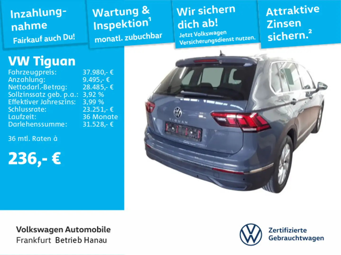 Volkswagen Tiguan 2.0 TDI DSG Move Navi AHK LED-Matrix-Sche Grau - 2