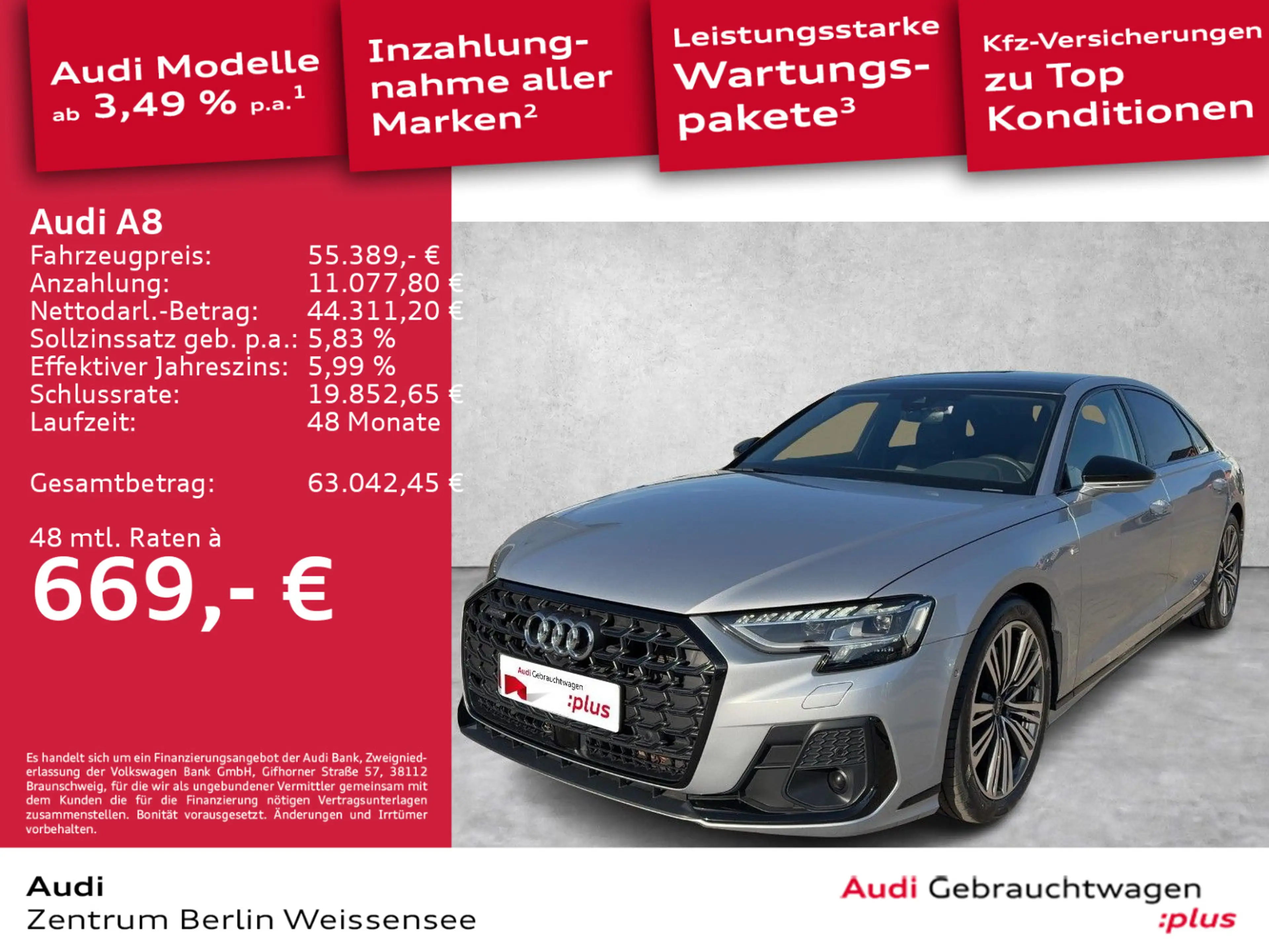 Audi A8 Lang 50 TDI QUA*MATRIX*360*PANO*STANDHZ*B&O** — photo 2