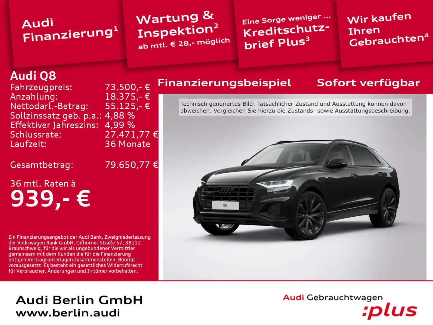 Audi Q8 50 TDI qu.tiptronic Schwarz - 1