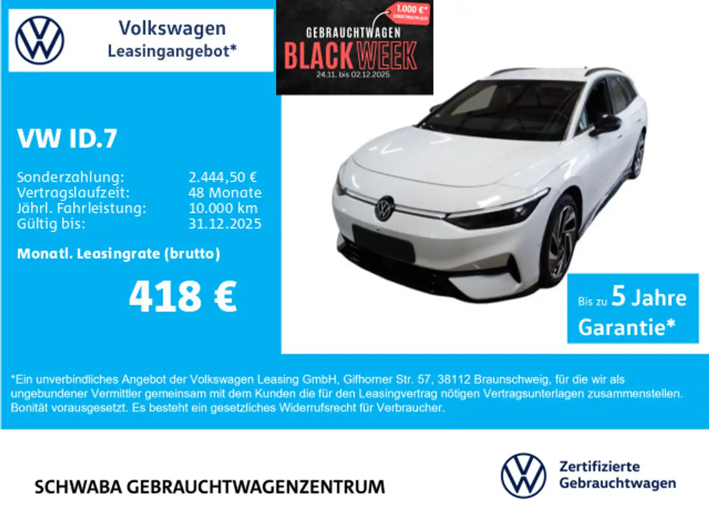 Volkswagen ID.7 Tourer Pro Wärmep*IQ.LIGHT*HdUp*AHK*ACC*20" Blanc - 1