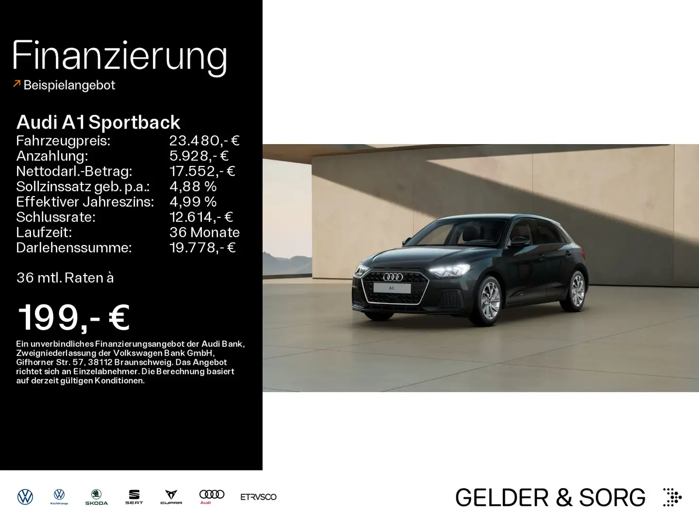 Audi A1 Sportback advanced 25 TFSI LED*DAB*Virtual* Schwarz - 1