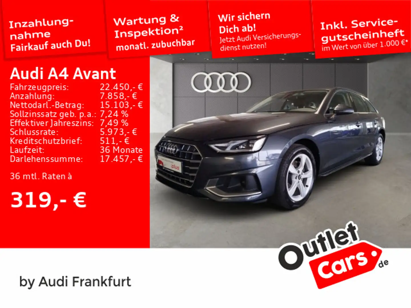 Audi A4 35 TDI advanced S tronic Navi DAB PDC S Grau - 1