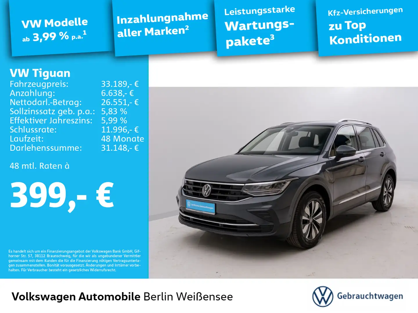 Volkswagen Tiguan 2.0 TDI DSG*MOVE*ACC*LED*NAVI* Grau - 1