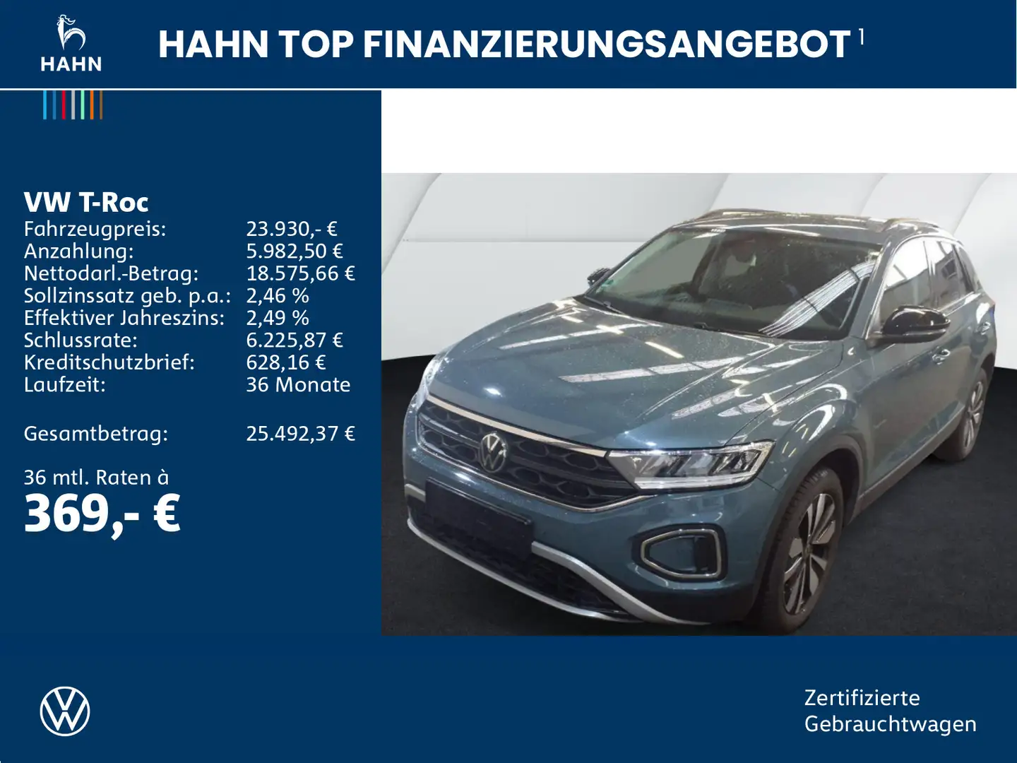 Volkswagen T-Roc 1.0TSI Goal ACC LED Navi PDC Sitzheiz Blau - 2