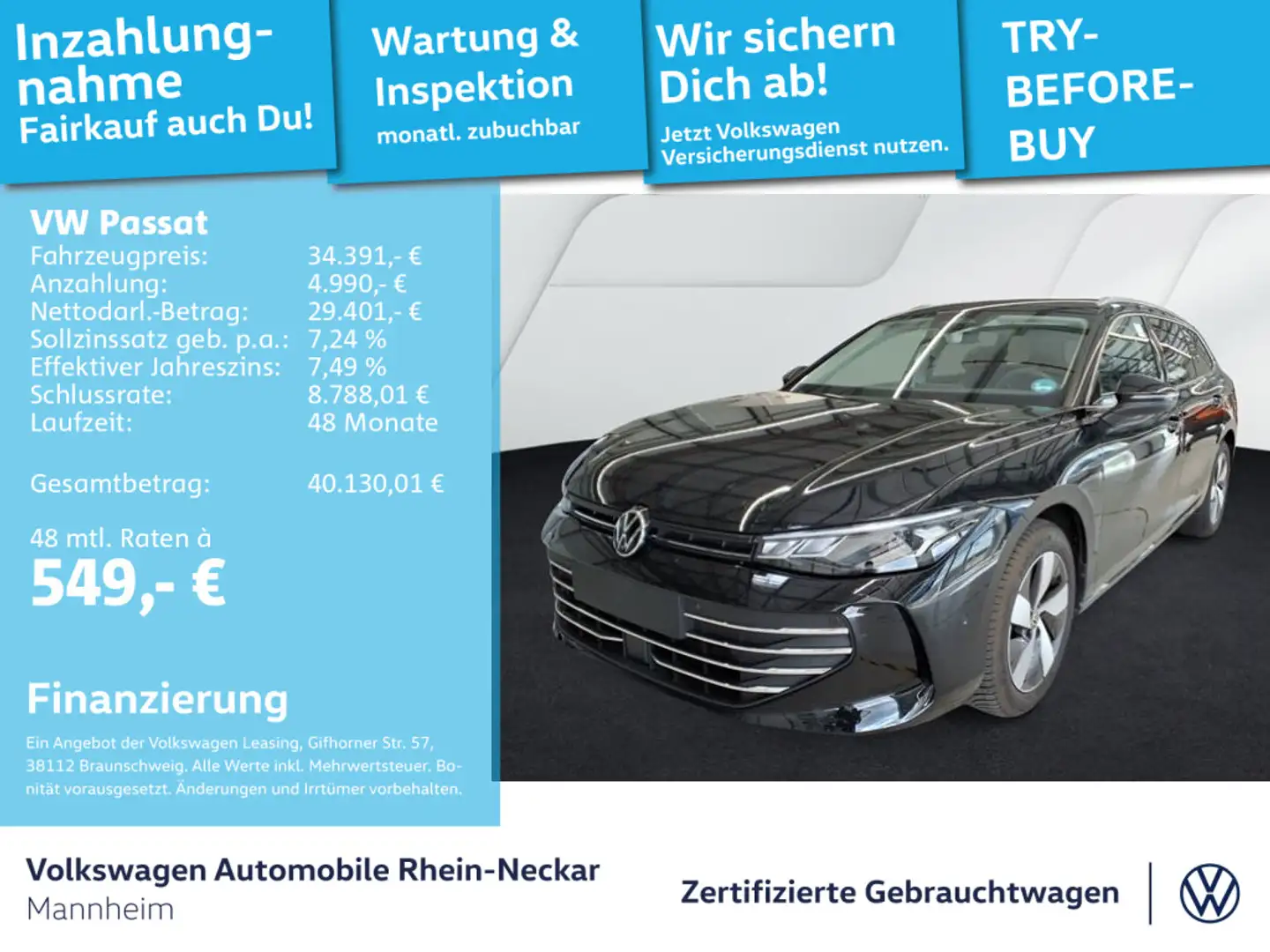 Volkswagen Passat Variant Passat 2.0 TDI Business DSG Navi AHK Kamera uvm Schwarz - 1