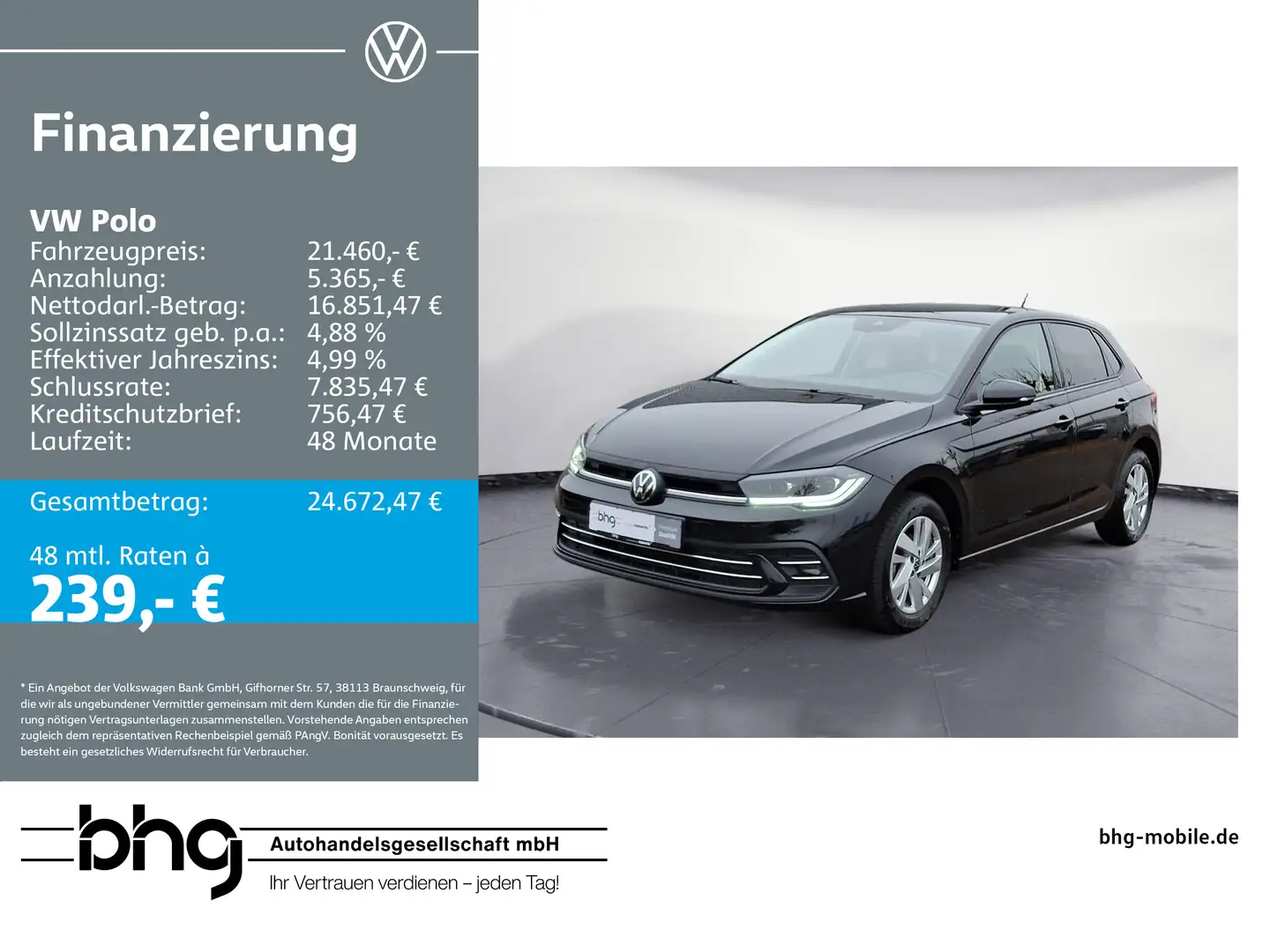 Volkswagen Polo 1.0 TSI OPF DSG Style MatrixLED Navi connec Schwarz - 1