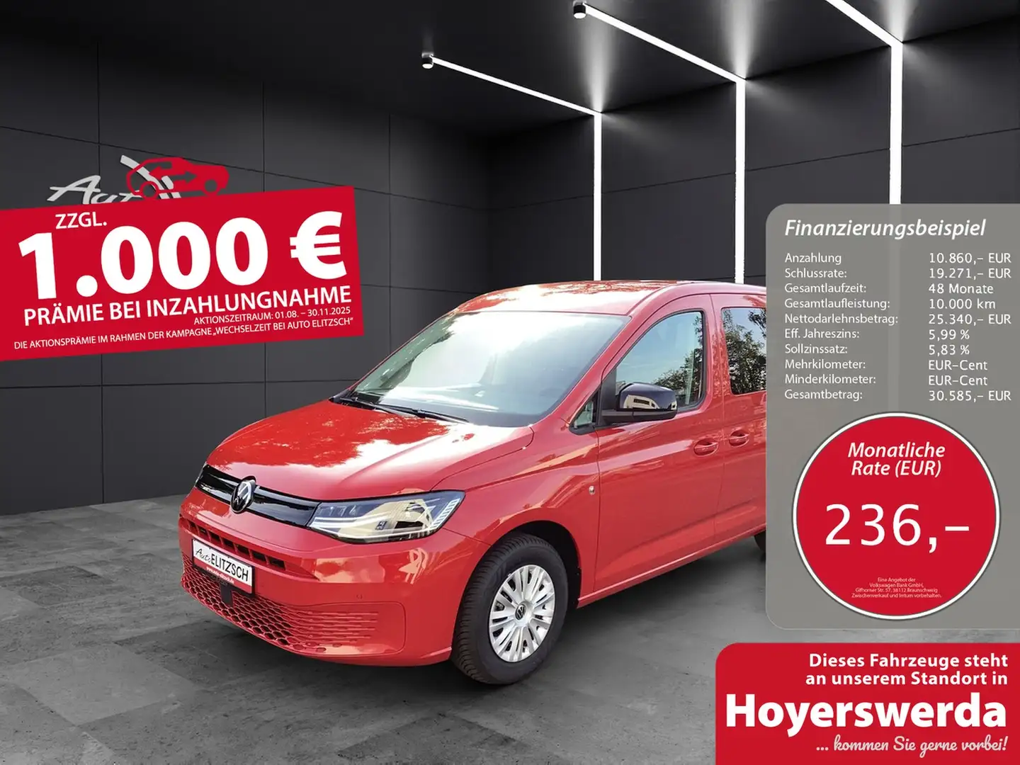 Volkswagen Caddy TDI AHK LED KLIMA SHZ LICHT SICHT Rot - 1