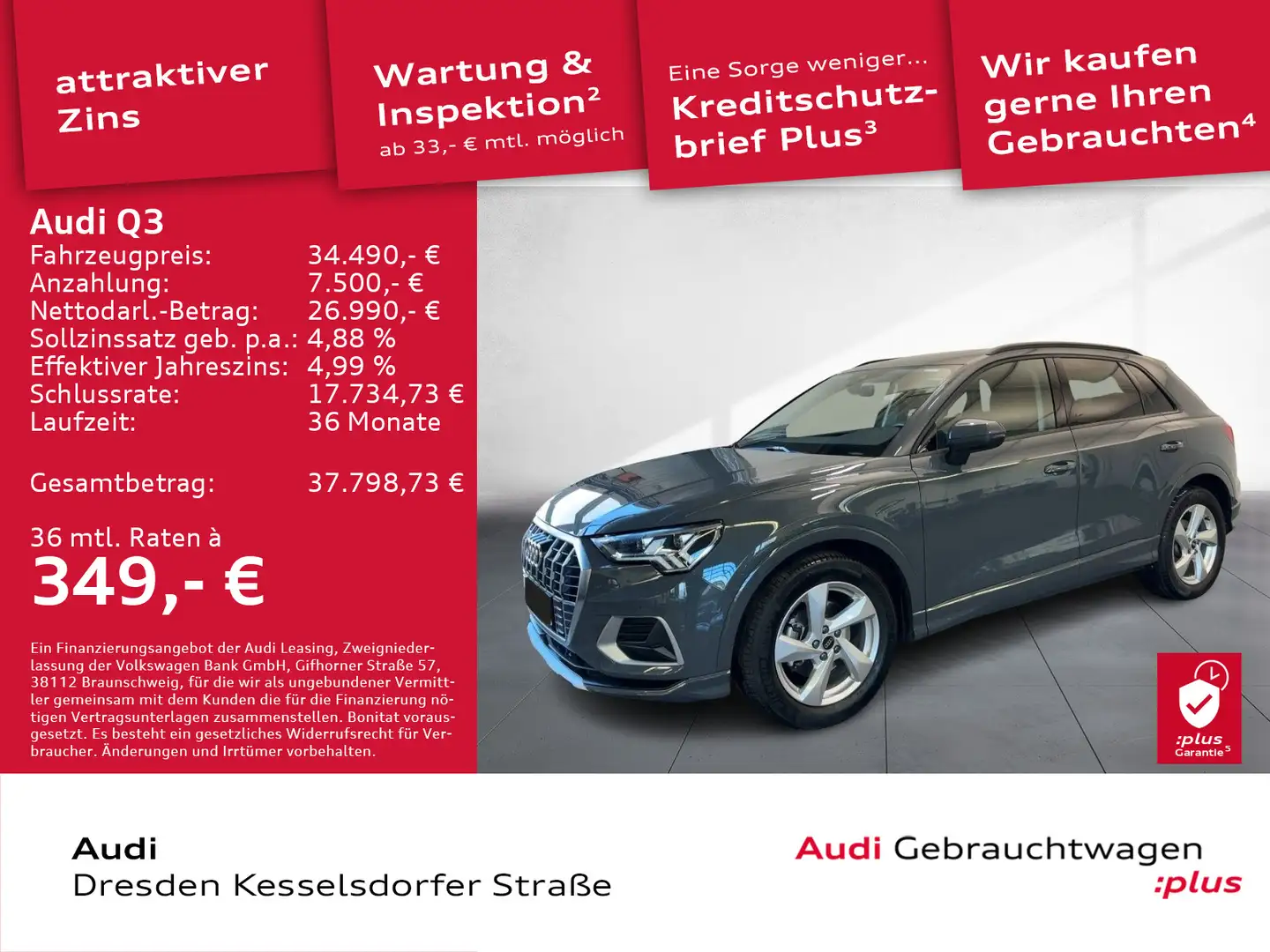 Audi Q3 35 TDI advanced Kamera AHZV LED Navi Grau - 1