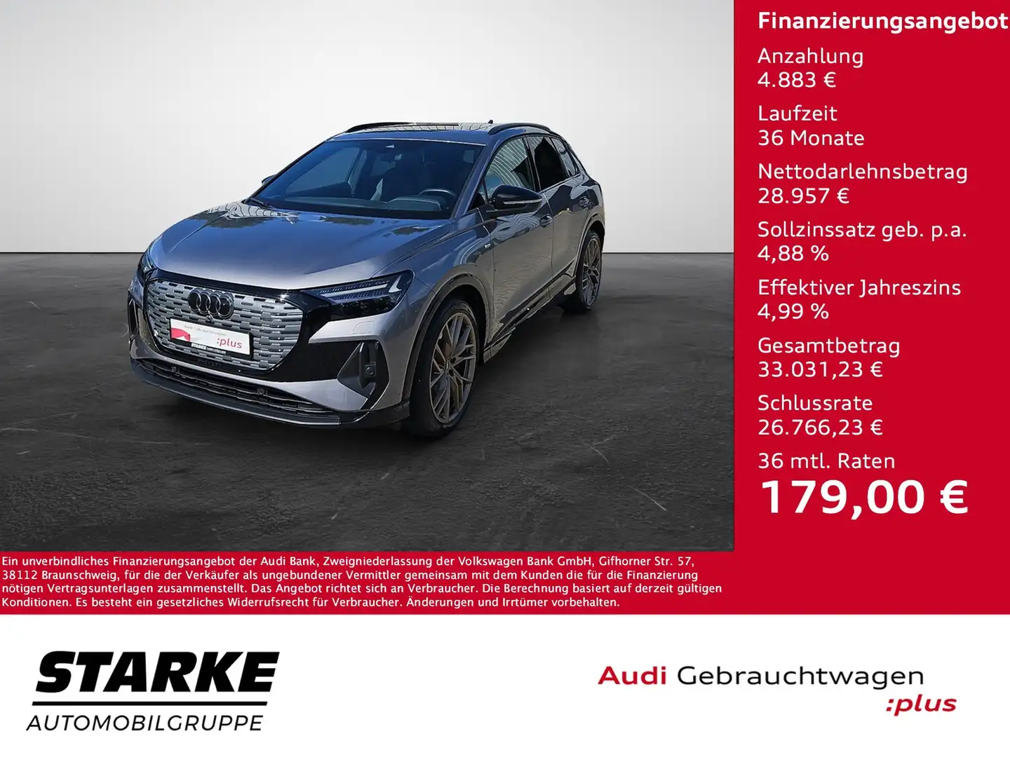 Audi Q4 e-tron 45 quattro S-line NaviPlus Pano Matrix AHK SHZ ... Grau - 1
