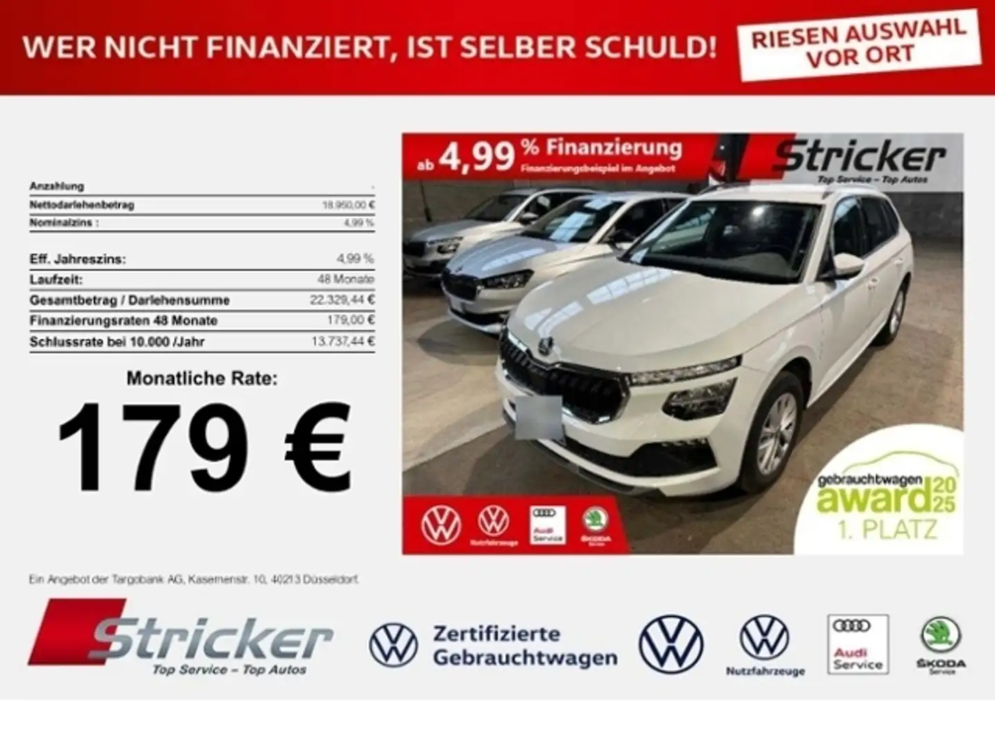 Skoda Kamiq Selection 1.0TSI 179,-ohne Anzahlung Einparkhilfe Weiß - 1