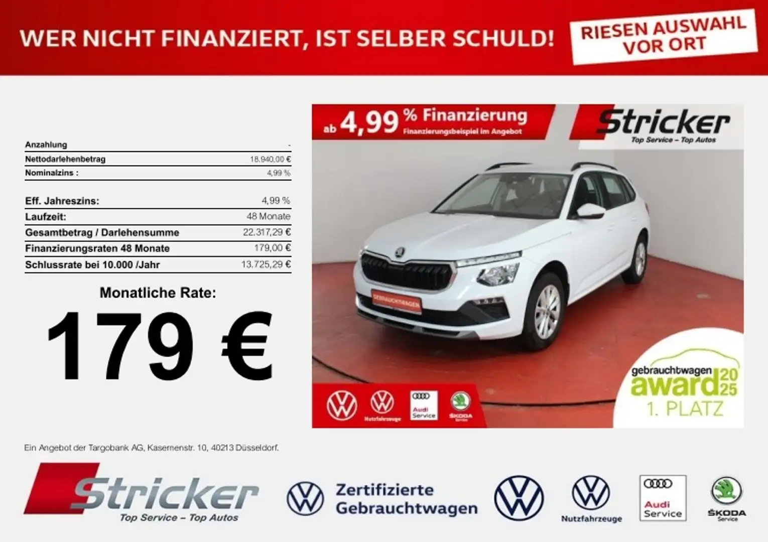 Skoda Kamiq Selection 1.0TSI  401,-ohne Anzahlung Einparkhilf Weiß - 1