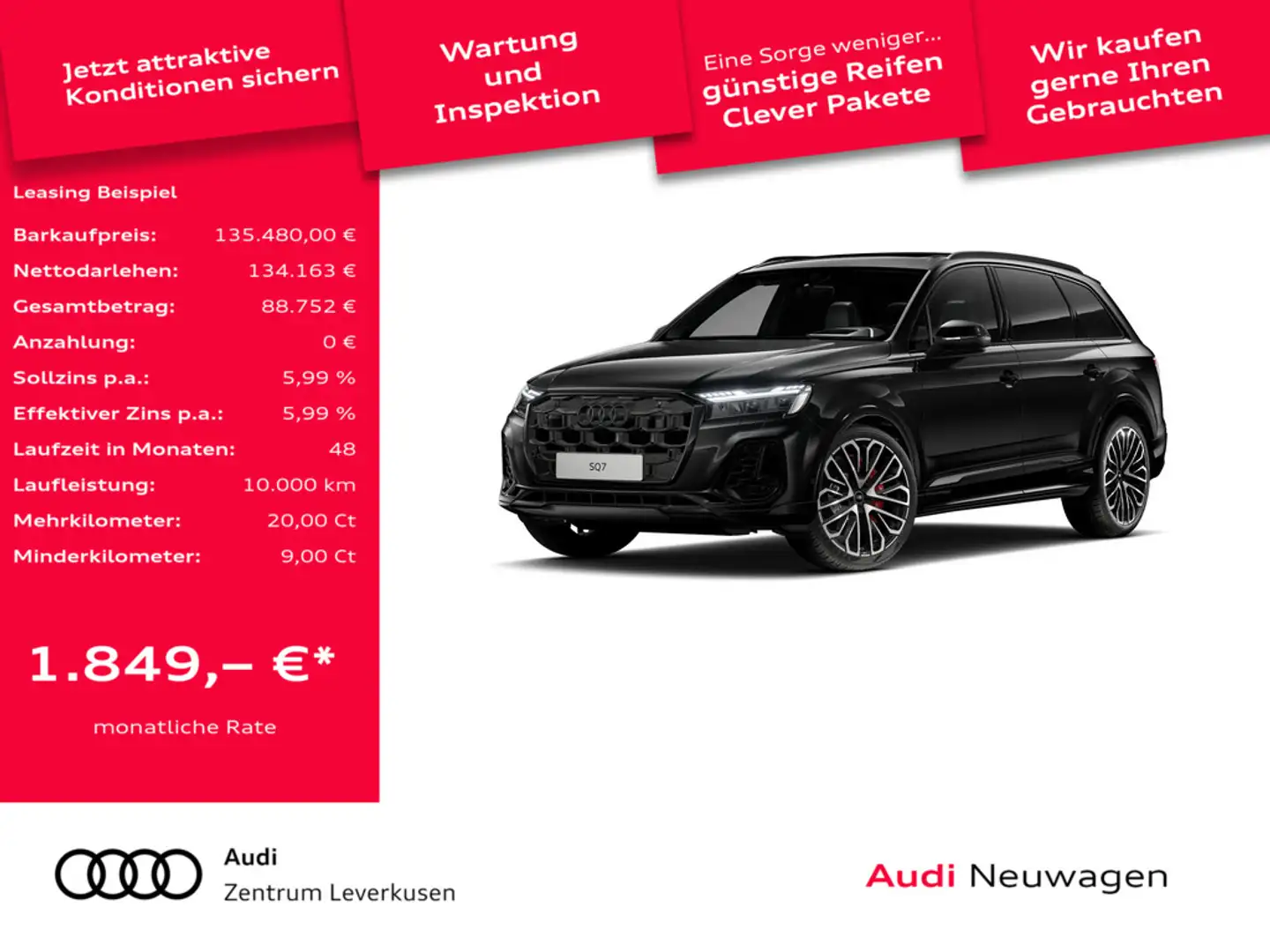 Audi SQ7 quattro 360°KAM LASER STANDHZ PANO RAUTE Noir - 1