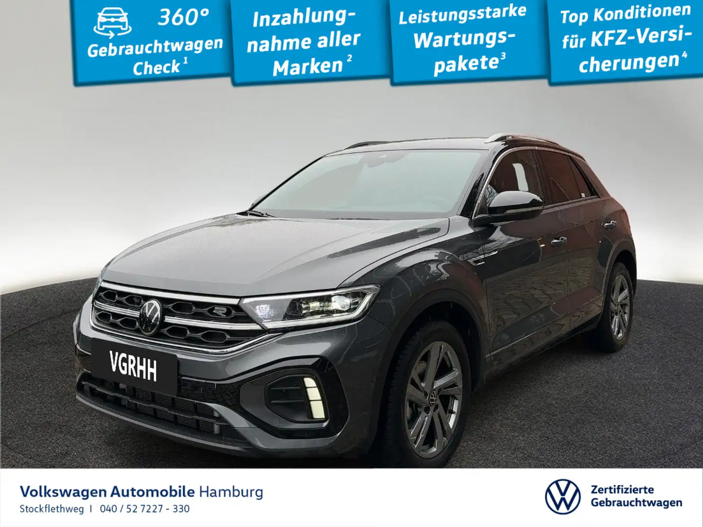 Volkswagen T-Roc 1.5 TSI R-Line DSG AHK Nav ACC CarPlay Cam Grau - 1