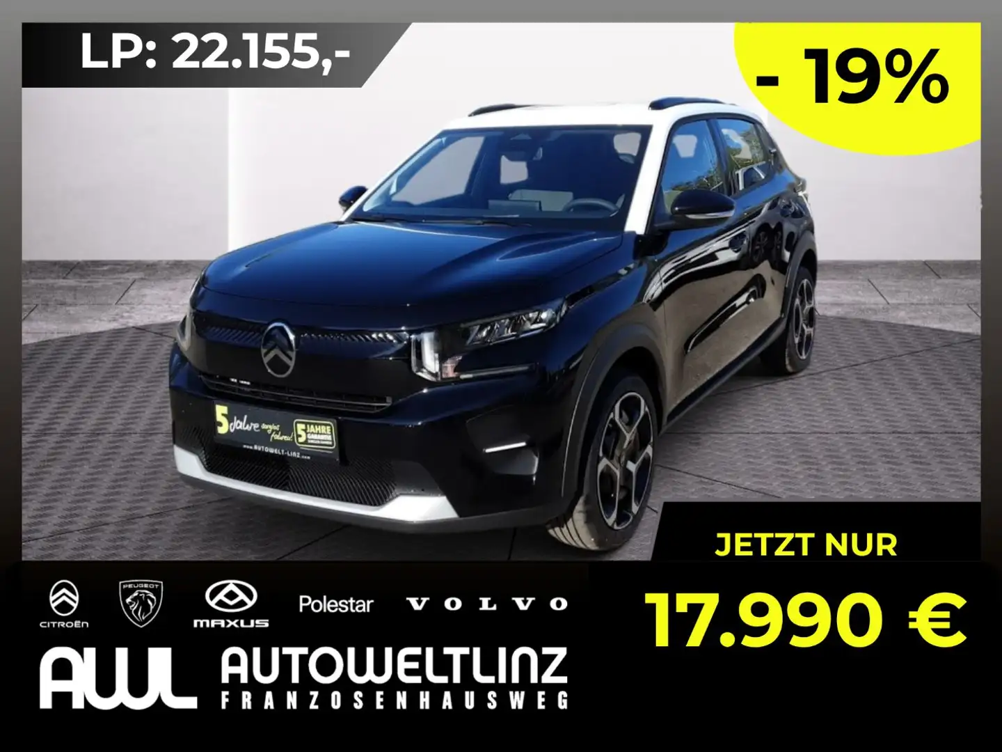 Citroen C3 Turbo 100 PS PLUS Tageszulassung Schwarz - 1