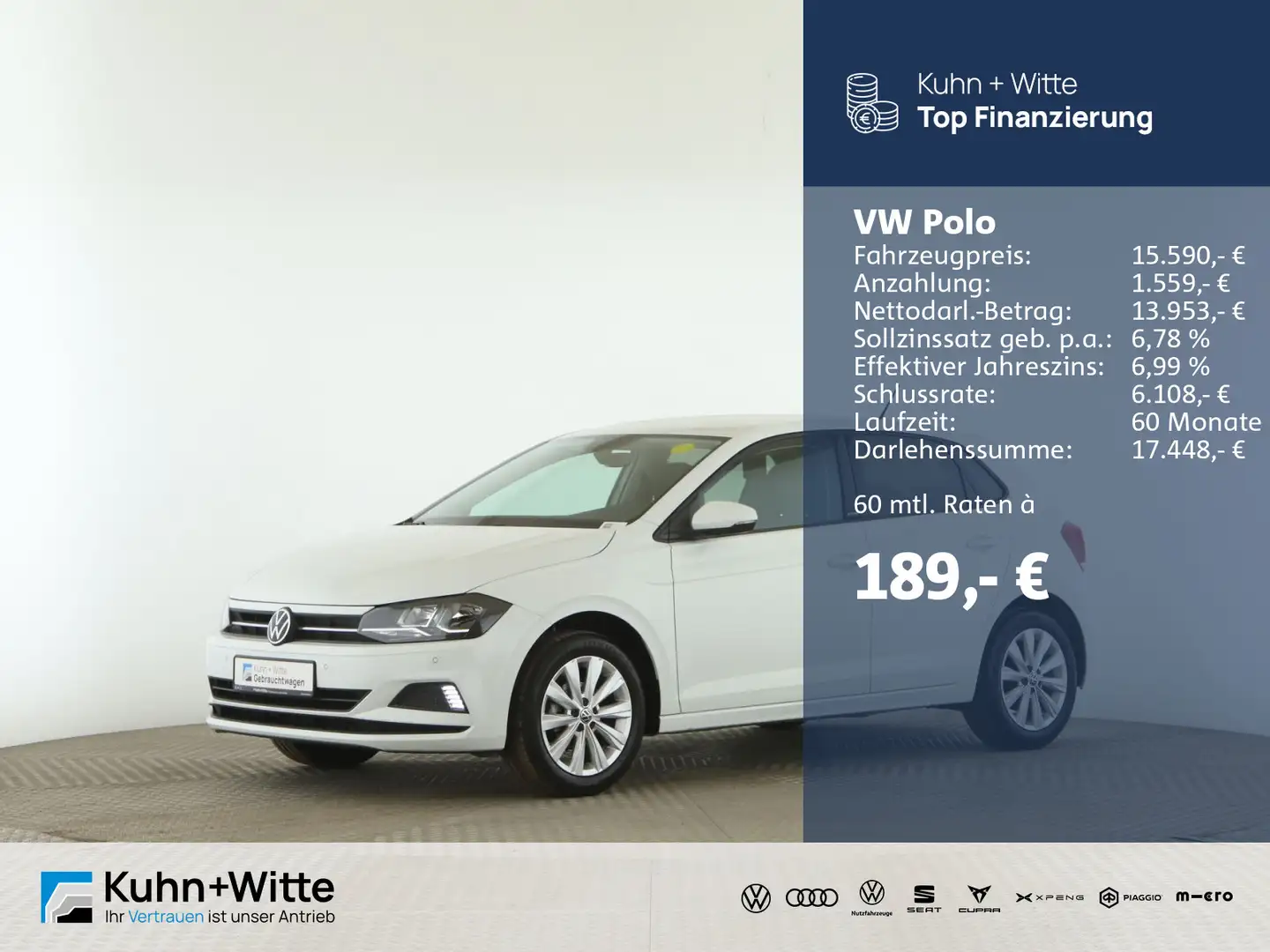 Volkswagen Polo 1.0 TSI Comfortline *ACC*LED*RFK*Navi*SHZ* Weiß - 1