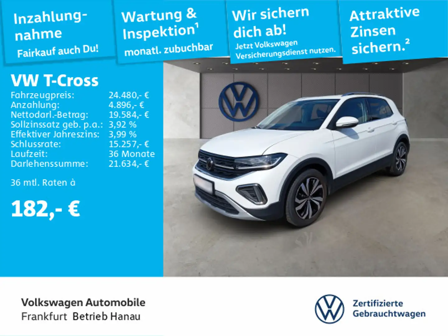 Volkswagen T-Cross 1.0 TSI DSG Style Navi MatrixLED MirrorL Weiß - 1
