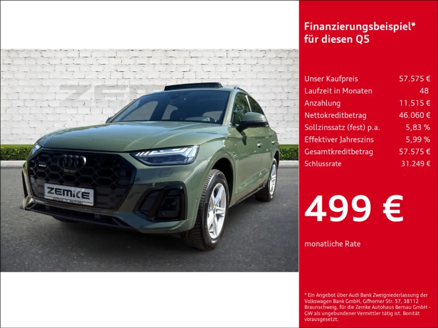 Audi Q5 50 TDI quattro S tronic S line El. Panodach Navi L Verde - 1