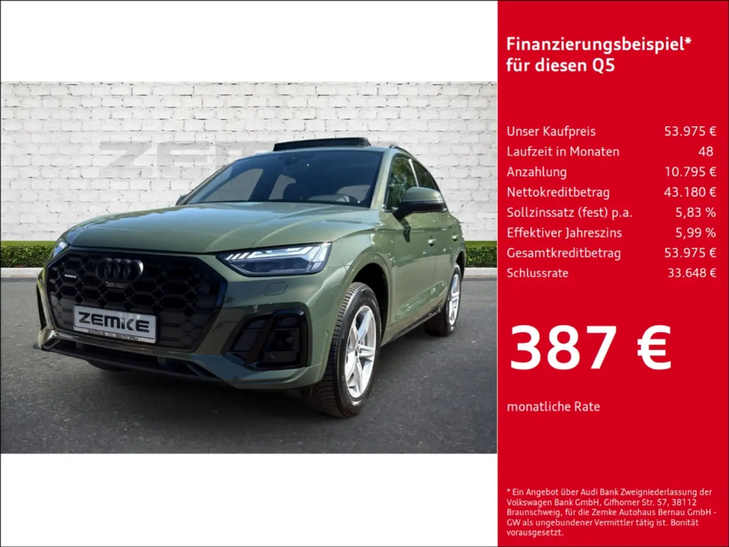 Audi Q5 50 TDI quattro S tronic S line El. Panodach Navi L Grün - 1