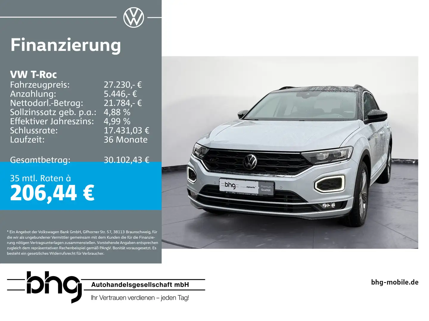 Volkswagen T-Roc 1.5 TSI ACT OPF DSG Sport R-Line Paket, AH Weiß - 1