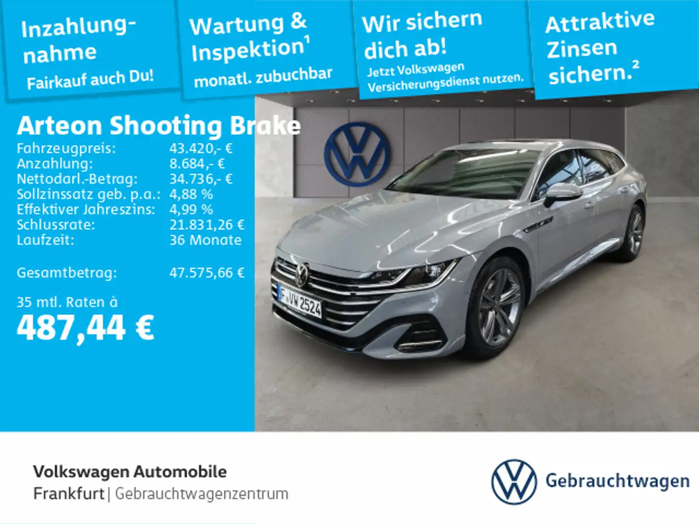 Volkswagen Arteon 2.0 TDI DSG R-Line Navi IQ Grau - 1