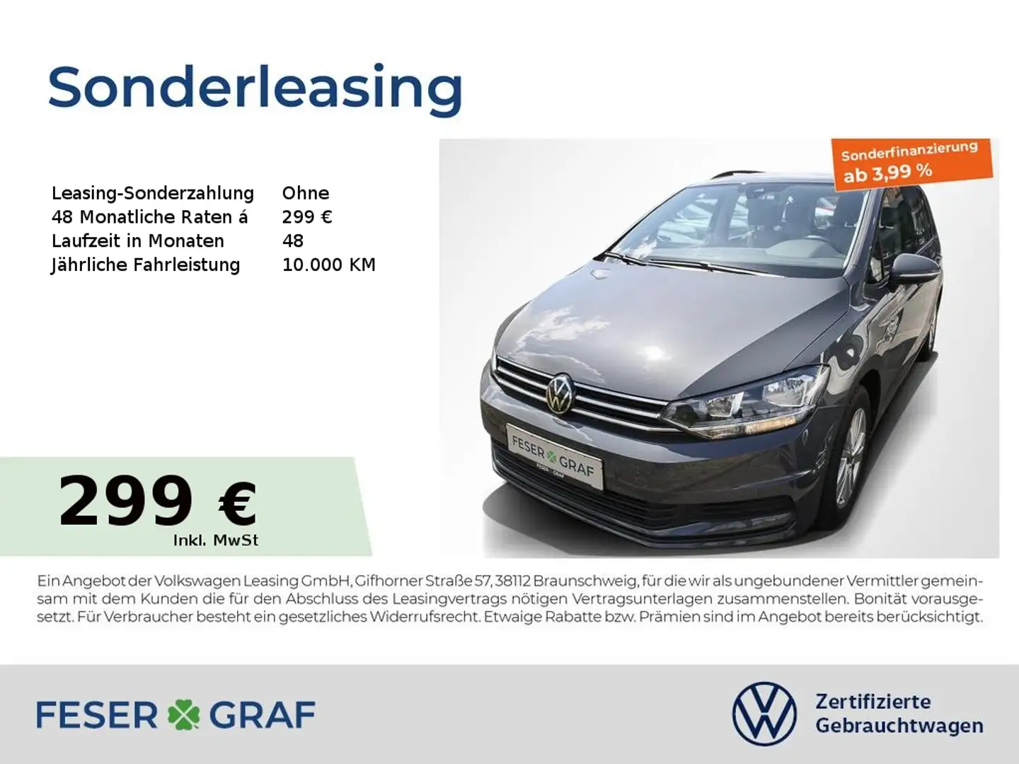 Volkswagen Touran Comfortline 1.5 TSI Navi SiHz DigiCockpit 7-Sitzer Grau - 1