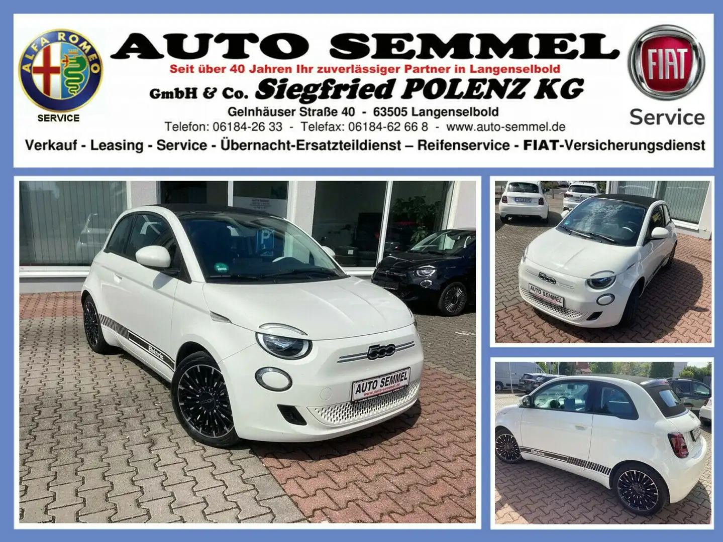 Fiat 500e Cabrio Icon Winter, Kompfor,Keyless Alb - 1