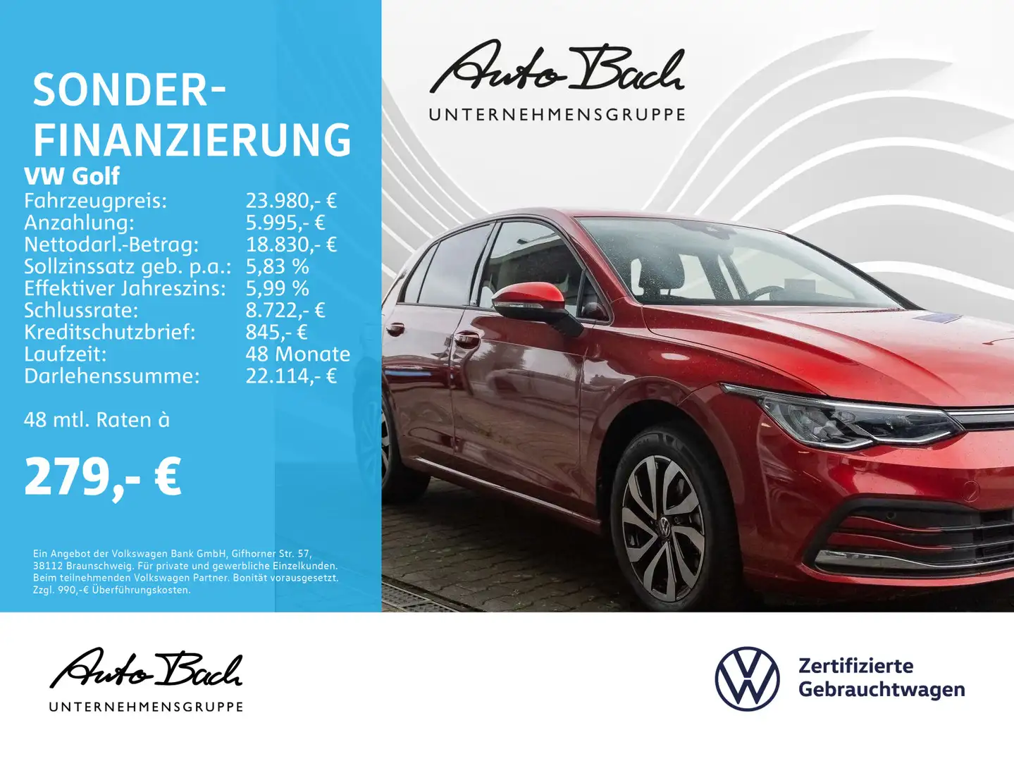 Volkswagen Golf VIII 1.5 eTSI "ACTIVE" DSG Navi LED Digital Rood - 2