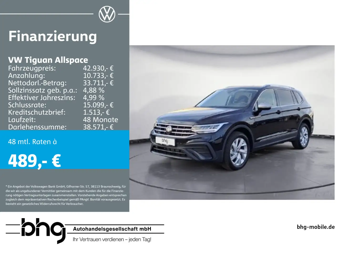 Volkswagen Tiguan Allspace 2.0TDI SCR DSG AHK MatrixLED Nav Schwarz - 1