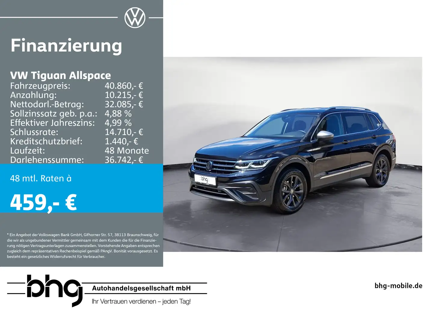 Volkswagen Tiguan Allspace 2.0TDI SCR DSG AHK MatrixLED Nav Schwarz - 1