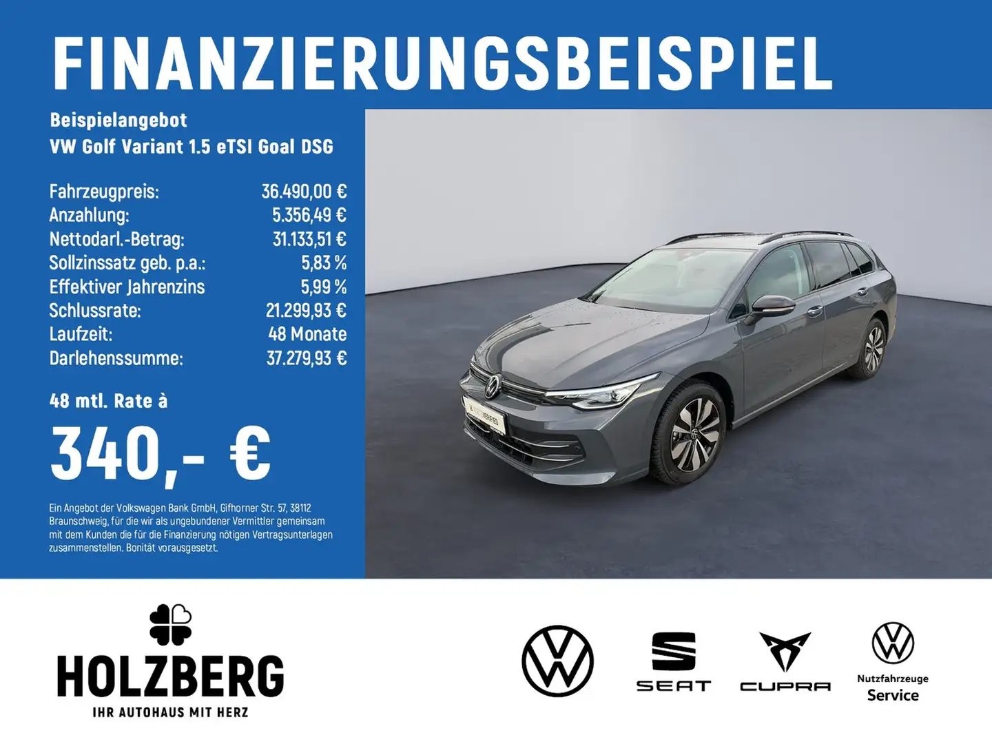Volkswagen Golf Variant 1.5 eTSI Goal DSG LED+RFK+GJR Gris - 2