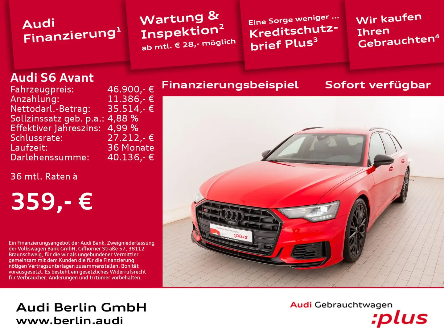Audi S6 3.0 TDI qu. tiptr. PDC 360°K NAVI B&O Червоний - 1