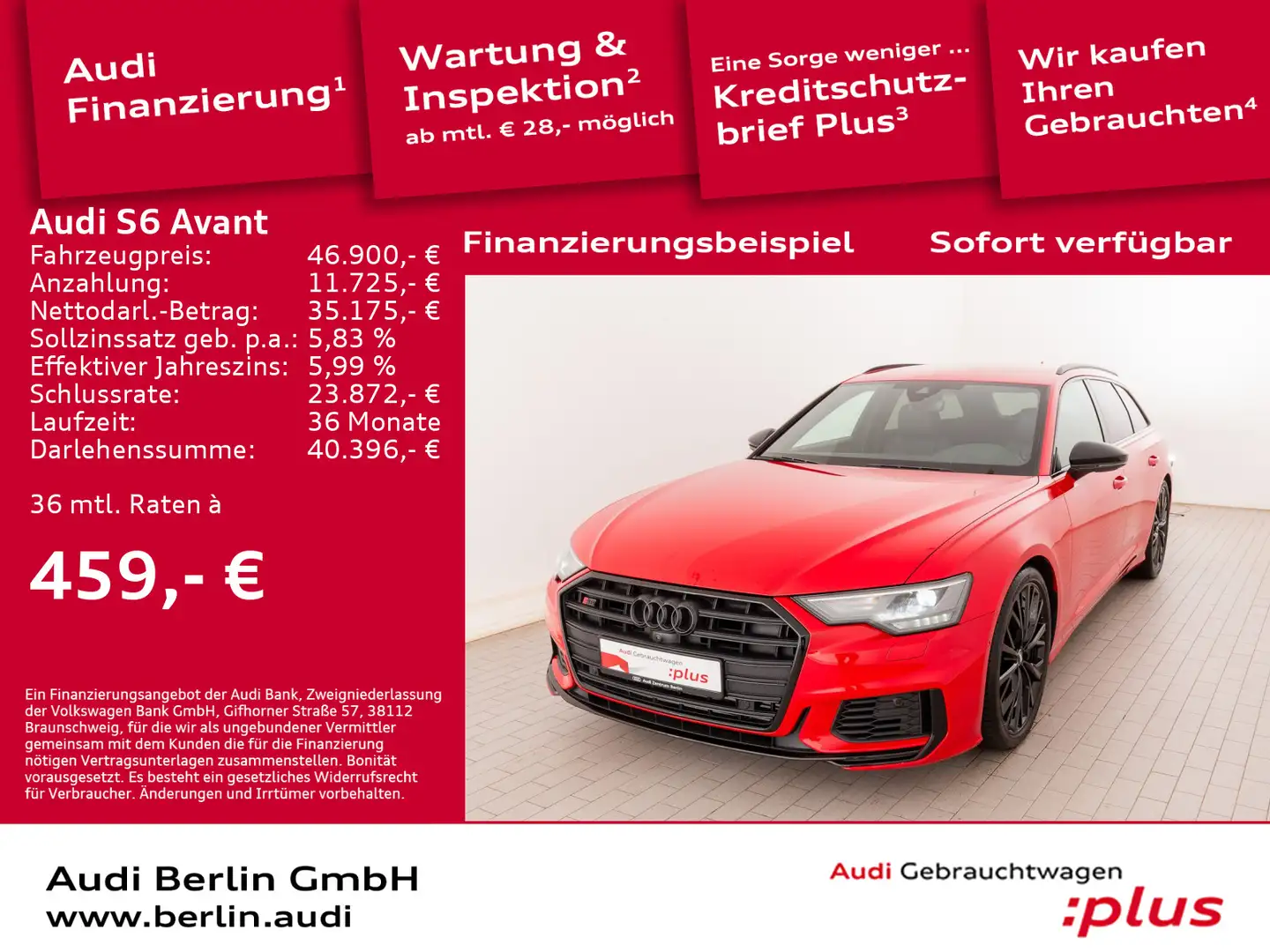 Audi S6 3.0 TDI qu. tiptr. PDC 360°K NAVI B&O Rot - 1